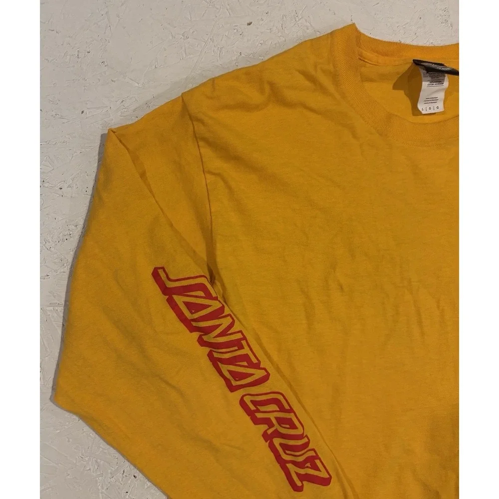 Santa Cruz Skateboards Long Sleeve Shirt Mens Large Yellow Red Skater - Picture 4 of 10